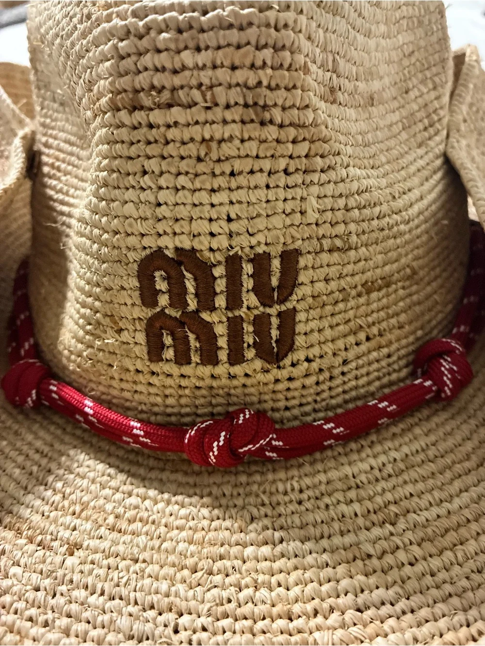 Miu Miu Raffia and Leather Hat